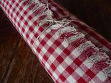 画像12: ドイツ製 アンティークリネン 手織り ヴィッシーチェック 赤 (12)