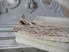 画像2: フランス製 アンティークリネン 手織りのシャンブルリネン シーツ  小麦色  (2)