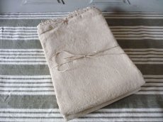 画像16: フランス製 アンティークリネン 手織りのシャンブルリネン シーツ  小麦色  (16)
