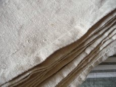 画像12: フランス製 アンティークリネン 手織りのシャンブルリネン シーツ  小麦色  (12)