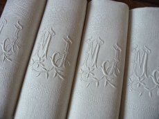 画像14: フランス製 アンティーク ダマスク織り セルヴィエット イニシャル MJ　(在庫4→2) (14)