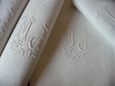 画像2: フランス製 アンティーク ダマスク織り セルヴィエット イニシャル MJ　(在庫4→2) (2)
