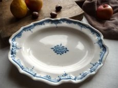 画像1: フランス アンティーク 青絵のオーバル皿  (1)