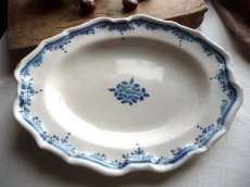 画像4: フランス アンティーク 青絵のオーバル皿  (4)