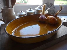画像14: フランスアンティーク オーバル型のグラタン皿  黄釉 (14)