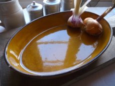 画像13: フランスアンティーク オーバル型のグラタン皿  黄釉 (13)