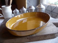 画像3: フランスアンティーク オーバル型のグラタン皿  黄釉 (3)