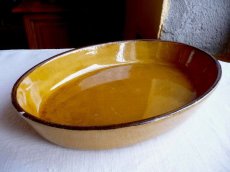 画像5: フランスアンティーク オーバル型のグラタン皿  黄釉 (5)