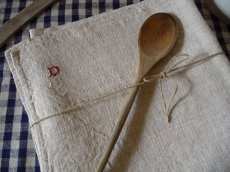 画像1: フランス製 アンティークリネン 手織りのシャンブル トーション ２枚セット B (1)