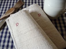 画像8: フランス製 アンティークリネン 手織りのシャンブル トーション ２枚セット B (8)
