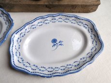 画像2: フランス アンティーク 青絵のラヴィエ オーバル皿 B (2)
