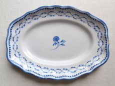 画像5: フランス アンティーク 青絵のラヴィエ オーバル皿 B (5)