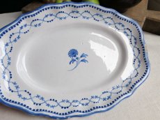 画像1: フランス アンティーク 青絵のラヴィエ オーバル皿 B (1)