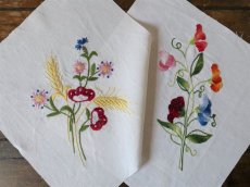 画像5: フランス アンティーク モノグラム＆モチーフ 花刺繍 セット  (5)