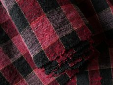 画像11: フランス アンティーク リネンとウールの手織り生地 チェック　(在庫３→1) (11)