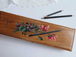フランスアンティーク オリーブの木箱 モシュリンヌ すみれと