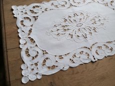 画像10: フランス製 アンティーク リネン リシュリュー刺繍クロス (10)