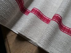 画像13: フランス アンティーク バスク織り ファブリック 赤糸刺繍　(在庫5→0) (13)