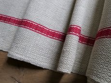 画像12: フランス アンティーク バスク織り ファブリック 赤糸刺繍　(在庫5→0) (12)