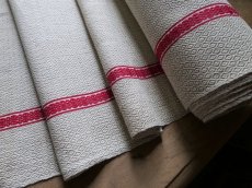 画像4: フランス アンティーク バスク織り ファブリック 赤糸刺繍　(在庫5→0) (4)