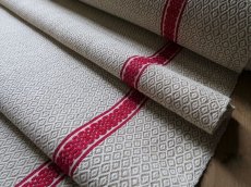 画像3: フランス アンティーク バスク織り ファブリック 赤糸刺繍　(在庫5→0) (3)