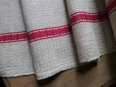 画像5: フランス アンティーク バスク織り ファブリック 赤糸刺繍　(在庫5→0) (5)