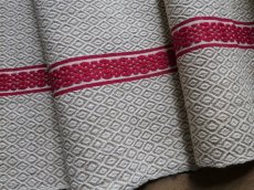 画像11: フランス アンティーク バスク織り ファブリック 赤糸刺繍　(在庫5→0) (11)