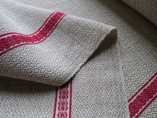 画像7: フランス アンティーク バスク織り ファブリック 赤糸刺繍　(在庫5→0) (7)