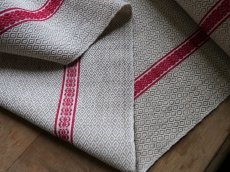 画像6: フランス アンティーク バスク織り ファブリック 赤糸刺繍　(在庫5→0) (6)