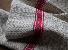 画像10: フランス アンティーク バスク織り ファブリック 赤糸刺繍　(在庫5→0) (10)
