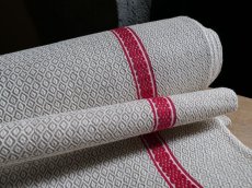 画像2: フランス アンティーク バスク織り ファブリック 赤糸刺繍　(在庫5→0) (2)