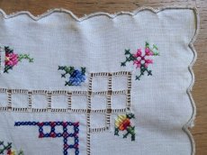 画像8: フランス アンティーク 薔薇のクロスステッチ 手刺繍 クロス  (8)