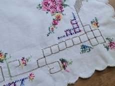 画像7: フランス アンティーク 薔薇のクロスステッチ 手刺繍 クロス  (7)