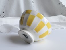 画像1: ディゴワン & サルグミンヌ カフェオレボウル ダミエ柄 マスタード (1)