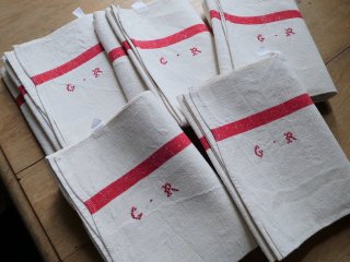 フランスアンティーク リネン モノグラム シェード
