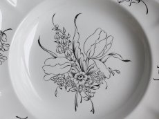 画像6: リュネヴィル  深皿  モノトーンの花絵 B (6)