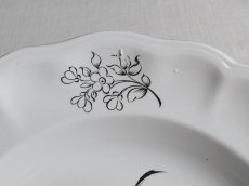 画像10: リュネヴィル  深皿  モノトーンの花絵 B (10)
