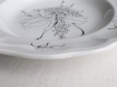 画像12: リュネヴィル  深皿  モノトーンの花絵 B (12)