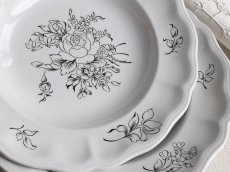 画像13: リュネヴィル  深皿  モノトーンの花絵 C (13)