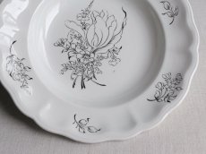 画像4: リュネヴィル  深皿  モノトーンの花絵 E (4)
