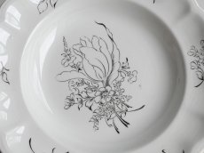 画像6: リュネヴィル  深皿  モノトーンの花絵 E (6)