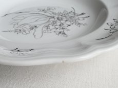 画像10: リュネヴィル  深皿  モノトーンの花絵 E (10)