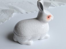 画像14: フランスアンティーク テリーヌポット うさぎ ホワイト  (14)