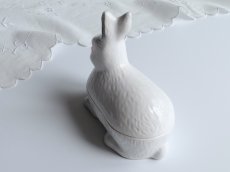 画像13: フランスアンティーク テリーヌポット うさぎ ホワイト  (13)