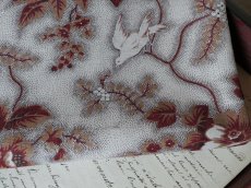 画像15: フランス アンティーク ファブリック 点描花鳥柄 A (15)