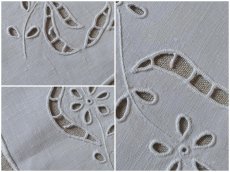 画像13: フランス アンティーク  手刺繍のハンカチ リシュリュー リボン (13)