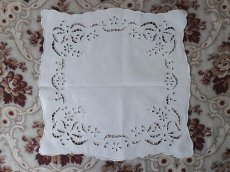 画像14: フランス アンティーク  手刺繍のハンカチ リシュリュー リボン (14)