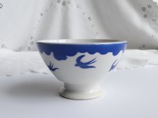 画像1: バドンヴィレー カフェオレボウル つばめ ブルー (1)
