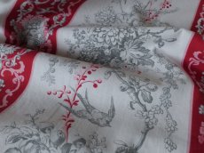 画像5: フランス アンティーク ファブリック つばめと林檎 B (5)