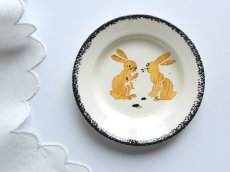 画像1: フランス アンティーク ディネット プレート うさぎ C (1)